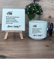 Ablaya Hediye Seti Kupa Bardak T Kulplu ve Dekoratif Taş Ablaya Doğum Günü Hediyesi (Model 2)