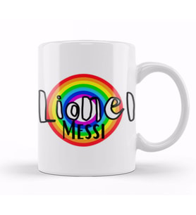 Lionel Messi   Retro Rainbow Style Kupa Bardak Porselen