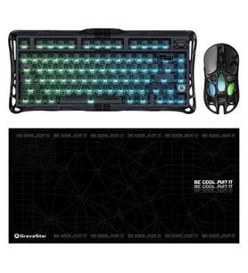 Gravastar V75 Manyetik Kablolu Gaming Klavye, XPro Kablosuz Optik Mouse ve Mousepad Oyuncu Seti, Stealth Black