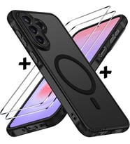 Lexroo Samsung Galaxy A57 ile uyumlu Kılıf Mat MagSafe ile uyumlu Şarj Özellikli Yumuşak - Siyah