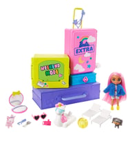 Barbie Extra Mini ve Hayvan Dostları'nın Seyahat Maceraları Oyun Seti, 2 Yavru Köpek ve Barbie Extra Mini Bebek, Havuz, Kaydırak, Parti Salonu ve Aksesuarlar, 3 Yaş ve Üzeri HDY91