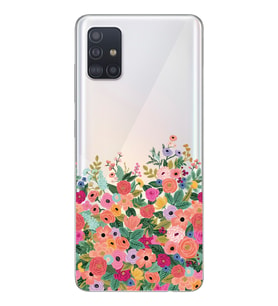 Samsung Galaxy A51 Uyumlu Renkli Çiçekler Tasarımlı Şeffaf Telefon Kılıfı