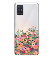 Samsung Galaxy A51 Uyumlu Renkli Çiçekler Tasarımlı Şeffaf Telefon Kılıfı