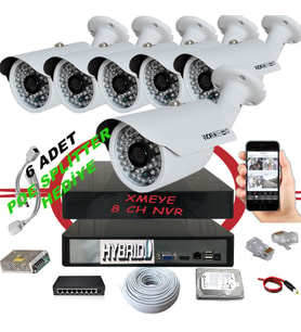 6' lı 5 MP 1940P Sensör 6 Megapiksel Sony Lens Metal Kasa IP Güvenlik Kamerası Seti_BS 748IP