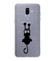 Samsung Galaxy J8 Kapak Mandala Kedi Tasarımlı Şeffaf Silikon Kılıf