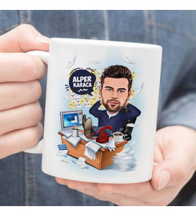 Kişiye Özel İşkolik Erkek Karikatürlü Kupa Bardak