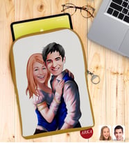 BK Gift Kişiye Özel Sevgililer Karikatürlü Taşınabilir Koruyucu Tablet Kılıfı & Organizer Çanta - Sarı-36