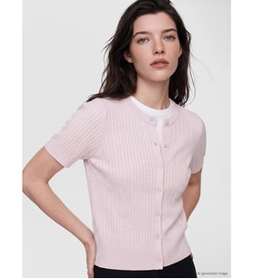LCW Comfort Pembe Bisiklet Yaka Kadın Triko Hırka