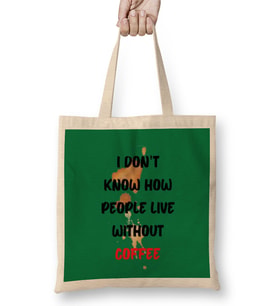 CAT Funny Coffee Drinks lover Gift Quote - Vintage Retro Rainbow Style Bez Çanta Uzun Saplı