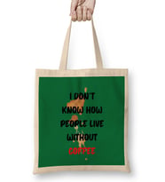 CAT Funny Coffee Drinks lover Gift Quote - Vintage Retro Rainbow Style Bez Çanta Uzun Saplı