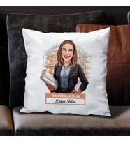 Kişiye Özel Hediye Karikatürlü En İyi Kadın Mimar Yastık