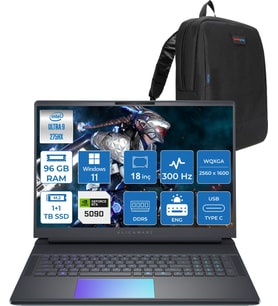 Dell Alienware 18 Area-51 AA18250 Ultra 9 275HX Ddr5 96GB 1tb Ssd+1tbssd 24GB/RTX5090 175W 18INÇ Wqxga 300Hz 500NITS WINDOWS11HOME Gaming Laptop AA1825090H44+ZETTAÇANTA