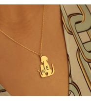 DKMN Gümüş Harfli Köpek Sembol Kolye Kadın Gümüş Kolye (Gold)