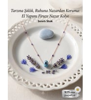 925 Ayar Papatya Silver Firuze Taşlı Nazar Göz Kolye.rose.gold.rodaj