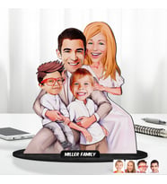 Kişiye Özel Aile Karikatürlü Ahşap Biblo Model-23 Babaya Hediye, Anneye Hediye, Ev Hediyesi