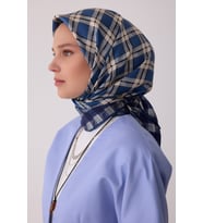 Geometrik Desen %100 Twill İpek Eşarp BE21