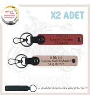 Motosiklet Severlere İsim Plaka ve 0 Rh (+) Kan Grubu x2' li Anahtarlık, Nar Çiçeği-Yavruağzı-Laci (Çok Renkli)