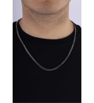 Gümüş Pazarım Oksitli Gurmet Model Kalın Kenarlı Erkek Çelik Zincir