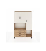 Arges Dolap 6 Raflı 3 Çekmeceli 3 Kapaklı 132x30x195 Çam-Aytaşı/Çam