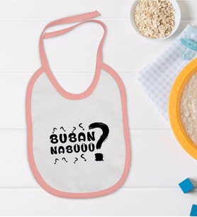 BK Kids Buban Nabüüü Tasarımlı Pembe Bebek Mama Önlüğü-1