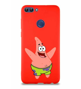 Huawei P Smart Soft Premier Kapak Patrick Yıldız Tasarımlı Silikon Kılıf - Kırmızı (Şeffaf)