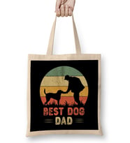 Best Dog Dad Vintage Köpek Bez Çanta Uzun Saplı