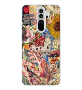 Redmi Note 8 Pro Uyumlu Aesthetic Vintage Kolaj Desenli Şeffaf Telefon Kılıfı