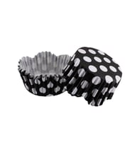 Cupcake Kalıbı Pet Kapsül Dalgalı Kek Kalıbı 65X38 MM (100 Adet)  Puantiyeli Siyah