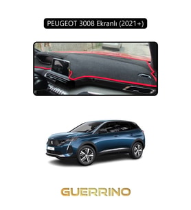 PEUGEOT 3008 ekranlı (2021+)TORPİDO KORUMA HALISI SİYAH KENAR
