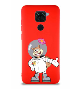 Xiaomi Redmi Note 9 Soft Premier Kapak Sandy Tasarımlı Silikon Kılıf - Kırmızı (Şeffaf)