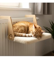 Peluş Kalorifer Petek Radyatör Yatağı – Geniş Tasarım, Kedi ve Köpek Uyumlu (Krem)