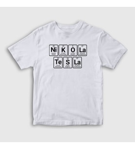 Presmono Unisex Çocuk Beyaz Periodic Table Scientist Nikola Tesla T-Shirt 337141tt (Beyaz)