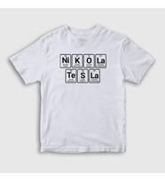 Presmono Unisex Çocuk Beyaz Periodic Table Scientist Nikola Tesla T-Shirt 337141tt (Beyaz)