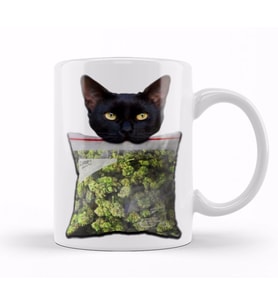 Stoner Lucky The Black Cat Kedi Kupa Bardak Porselen