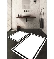 Dijital Baskılı Kaymaz Taban Yıkanabilir 2'li Klozet Takımı Banyo Paspası NDKZ-HS-271 (Beyaz)
