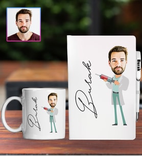 Kişiye Özel Karikatür Tasarım Defter Kalem Kupa Hediye Seti 96280