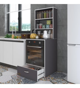 Kenzlife ankastre fırın dolabı aybirgen gri 165*60*56 mutfak çekmeceli