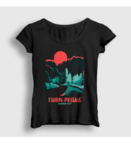 Presmono Kadın Siyah Welcome To Twin Peaks T-Shirt 494058tt