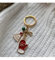 Designbyonlyone Altın Kaplama Noel Yılbaşı Kadın Kız Çocuk Anahtarlık