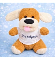 Seni Seviyorum Tişörtlü Sevimli Peluş Oyuncak Köpek