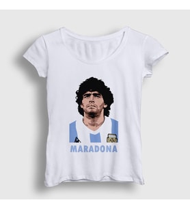 Presmono Kadın Beyaz Futbol Sky Maradona T-Shirt 51384tt