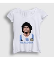Presmono Kadın Beyaz Futbol Sky Maradona T-Shirt 51384tt
