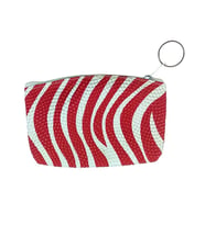 Bozuk Para Cüzdanı Anahtarlık Zebra Desenli Kırmızı Renk