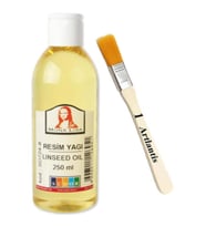 Keten Yağı 250 ml 1 Adet ve Zemin Fırçası Resim Yağı Monalisa Rafine Bezir Yağı Yağlı Boya İncelticisi Yağlı Boya Yardımcı Malzemesi (Renksiz)