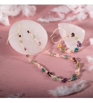 Başak Burcu Kolye Bileklik Seti Ametist, Bordo Granat Lal, Jasper, Mavi Apatit, Pembe Kuvars, Yeşil Aventurin, Zebercet (Peridot)