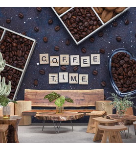 Cafe kahve zamanı Duvar Kağıdı Baskı