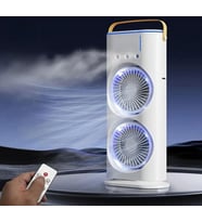 Masaüstü Çift Fanlı Buzlu Vantilatör Led Işıklı Otomatik Salınımlı Taşınabilir Soğutucu Fan Buzlu Klima