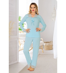 Mavi Penye Pijama Takımı