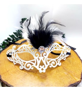 Tüylü Maske Kına Aksesuarı Maske Beyaz-