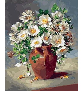 Testideki Çiçek Sayılarla Boyama Seti 40x50 cm (Tuvale Gerili)